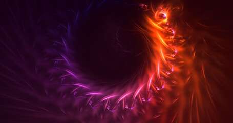 3D rendering abstract multicolor fractal light background