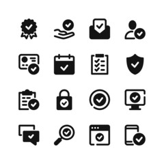 Check mark icons. Black symbols. Vector icons set