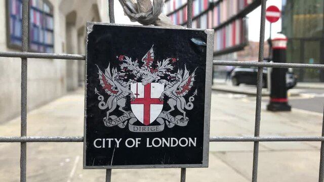 City of London crest outside the Old Bailey Court in Central London, UK. 01.08.21