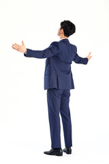 흰 배경 위의 성공한 20대 남자 비즈니스맨 