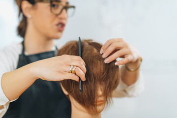 Fototapeta premium Hairstyling Starting Course Using Mannequin Doll