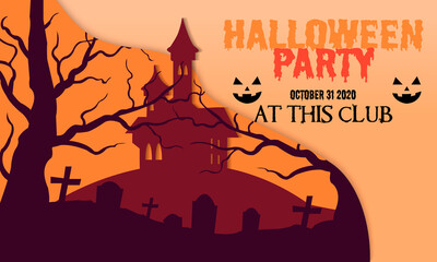 Halloween Party With Castle Banner Template