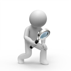 3d man searching with a magnifying glass. 