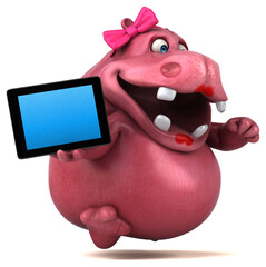 Naklejka premium Pink Hippo - 3D Illustration