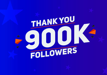 900k followers thank you colorful celebration template. social media followers achievement congratulation. 900000 followers
