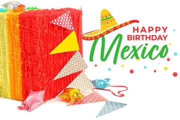 Greeting card for Independence day of Mexico with pinata