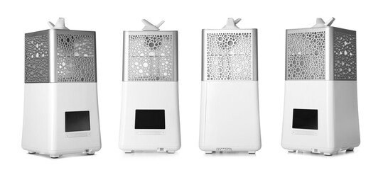 Modern humidifier on white background