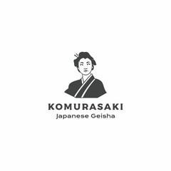 Beautiful japanese geisha, portrait of asian beauty. geisha logo design vector illustration