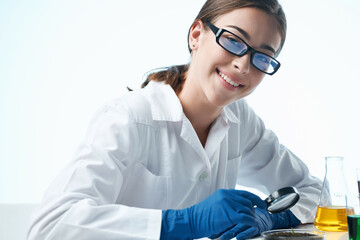 laboratory assistant at his desk research microbiology technology