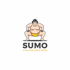 Sumo wrestler Logo. Fat, overweight man. Japanese Traditional sport logo design inspiration