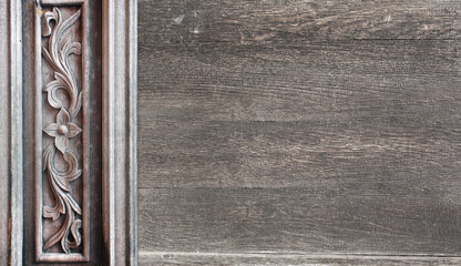 Horizontal background with two wood carving frames with floral ornament