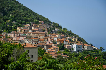 Fototapeta na wymiar Panoramic view of Maratea, a medieval town in the Basilicata region, Italy.