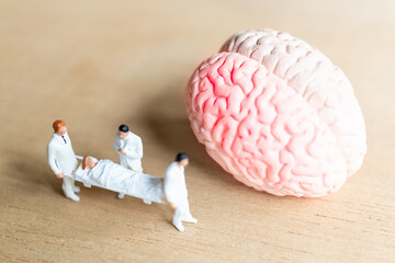 Surgeon spoke with patient about brain injuries. World Stroke Day concept..