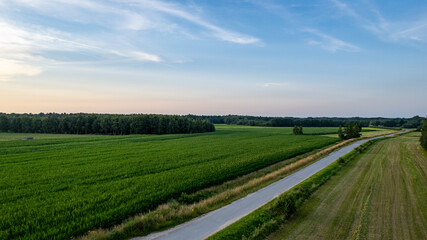 Fields and roads from above in springtime. High quality photo