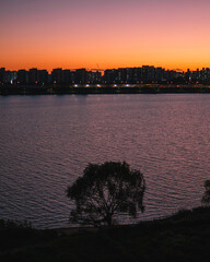 sunset over the river
