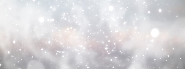 blue snowfall bokeh background, abstract snowflake background on blurred abstract blue