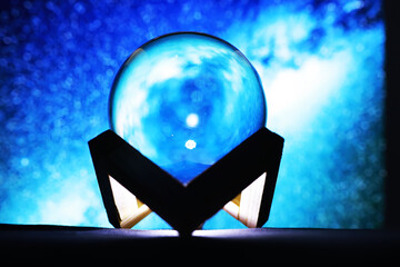 Magic ball predictions. mysterious composition. Fortune teller, mind power, prediction concept....