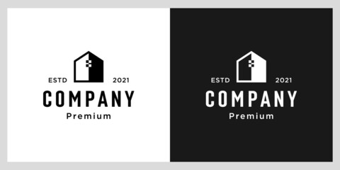 negative space home logo design template