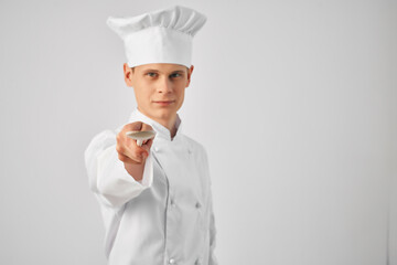 chef with kitchen utensils restaurant professional work cooking