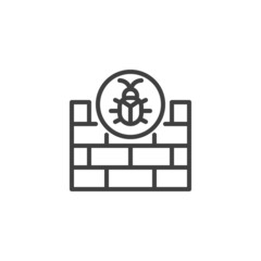 Obraz premium Firewall hacking line icon