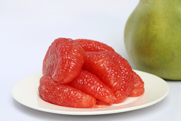 Grapefruit ruby of Siam or fresh red pomelo on white background, Thailand Siam ruby pomelo citrus...