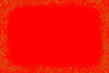 Golden paint scattered frame on red background