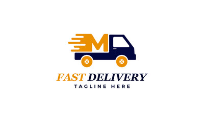 Letter M Fast Delivery Service Logo Vector Design Template. Alphabet M Courier Logo Icon Design. Delivery Express Logo Design