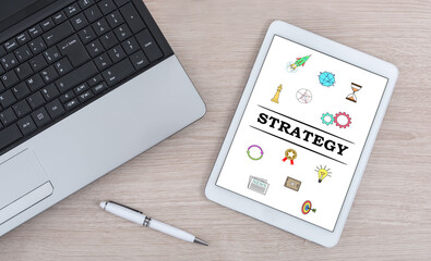 Strategy concept on a digital tablet