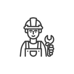 Repairman worker line icon