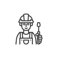 Repairman worker line icon
