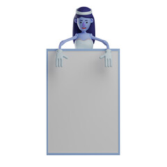 3D Skull Princess a Cartoon Character standing behind a whiteboard