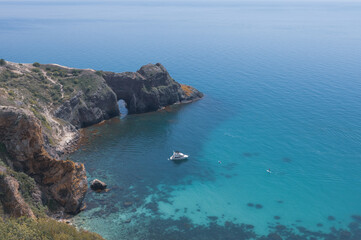 Landscape of Diana's Grotto Crimea. Seascape.