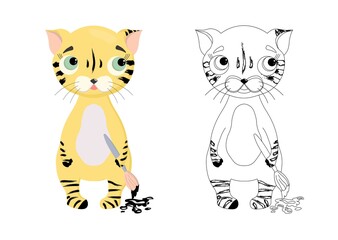 tiger character. Coloring book for kids tiger cub. The symbol of 2022. Coloring page