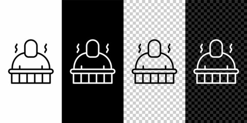 Set line Sauna and spa procedures icon isolated on black and white background. Relaxation body care and therapy, aromatherapy and wellness. Vector
