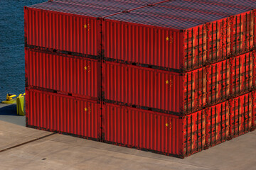 Marine container with the Flag of China