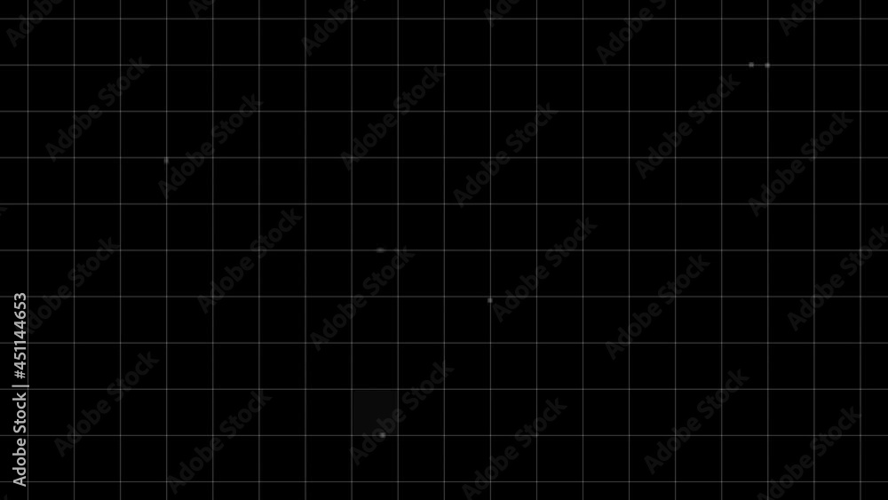 Poster animation of visual distortion and interference over grey grid black background