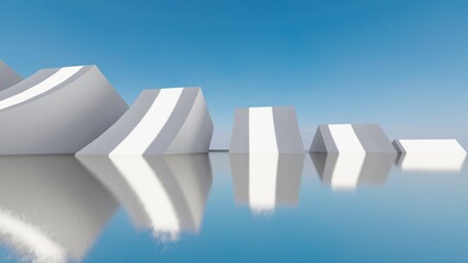 Abstract architecture background of geometric shapes 3d render