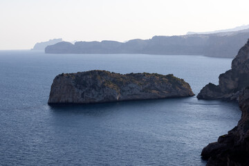 Wide view over the Mediterranean Sea on the Costa Blanca with rocks and without people 