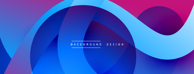 Abstract overlapping lines and circles geometric background with gradient colors