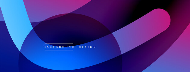 Abstract overlapping lines and circles geometric background with gradient colors