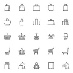 E-commerce and shopping line icons set