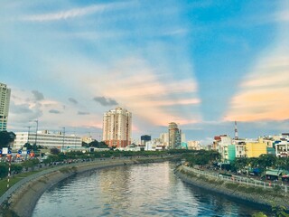 Fototapeta premium Saigon skyline at sunset