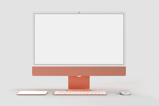 Monitor IMac 24 Mockup Template For Presentation Branding, Corporate Identity, Advertising, Branding Business. 3D Rendering