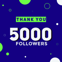5000 followers thank you colorful celebration template. social media followers achievement congratulation. 5k follower