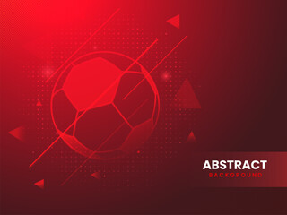 Sports Abstract Red Background With Football.