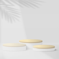 Abstract background with white color geometric 3d podiums. Vector illustration