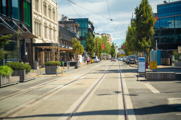 Obraz premium ニュージーランドのクライストチャーチの観光名所を旅行している風景 Scenes from a trip to the sights of Christchurch, New Zealand.
