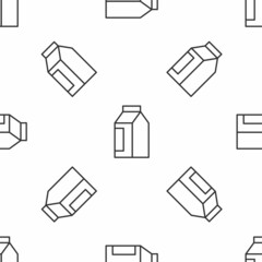 Grey line Bag of coffee beans icon isolated seamless pattern on white background. Vector