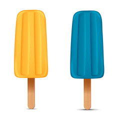 Set of bright realistic homemade frozen popsicle, vector realistic juicy ice cream icon