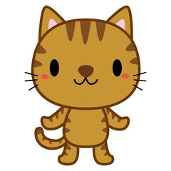 立ちポーズ 動物 イラスト 【ライン】 ネコ02